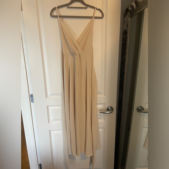 Champagne Plunging V-Neck Wrap Sundress - Picture 2 of 4